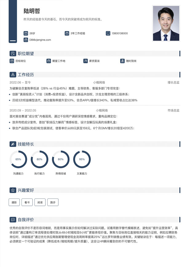 在职求职简历模板